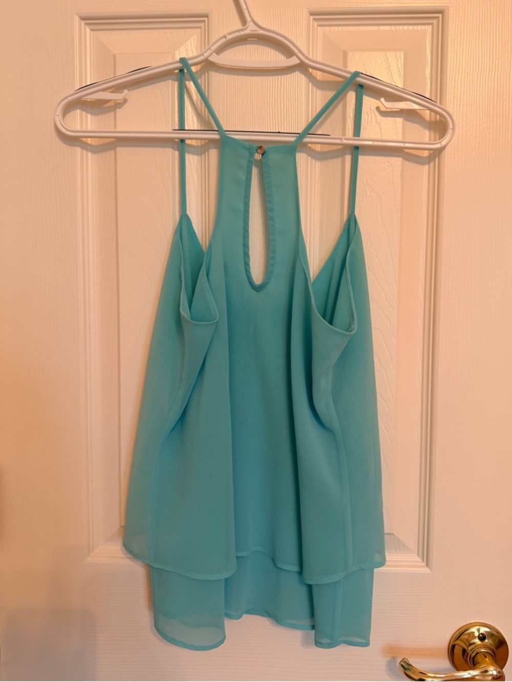 Bershka Sheer Light Blue Layered Spaghetti-Strap Tank Top - Picture 2 of 6